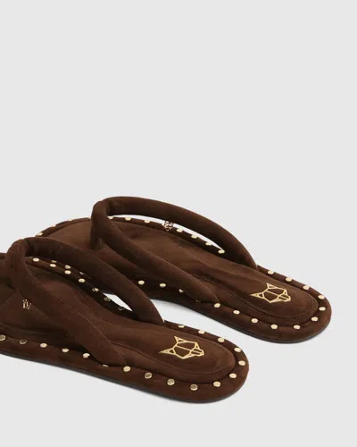 Naked Wolfe Grenada Studded Padded-strap Flip-flops In Brown