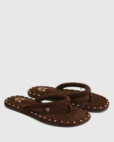 Naked Wolfe Grenada Studded Padded-strap Flip-flops In Brown
