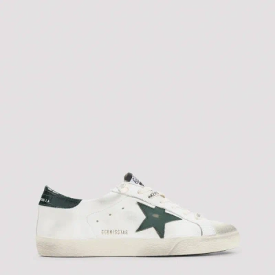 Golden Goose Super-star White Low Top Sneakers With Embossed Logo And Contrasting Heel Tab In Leather Man In White