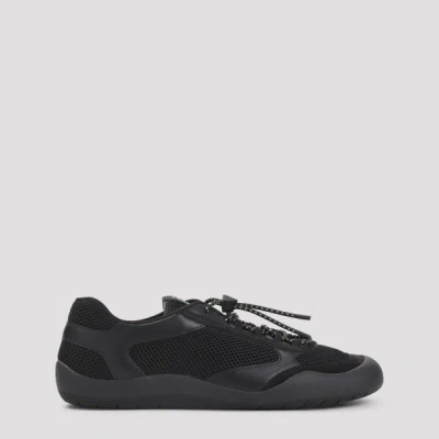 Prada Speedrock Leather And Mesh Fabric Sneakers Shoes In Black