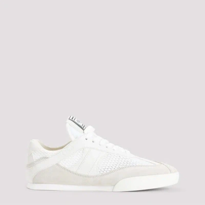 Chloé Kick White Sneakers With Logo Patch On The Tongue And Logo Lettering On The Rear In Fabric And Suede In Nude