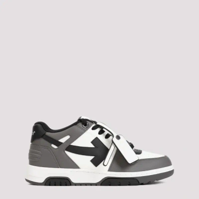 Off-white Out Of Office Grey Low Top Sneakers With Logo Patch On The Tongue And Contrasting Stitching In Leath In Multi