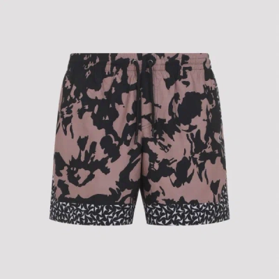 Dries Van Noten Abstract Floral Polyamide Geometric Trim Swim Shorts In Multi
