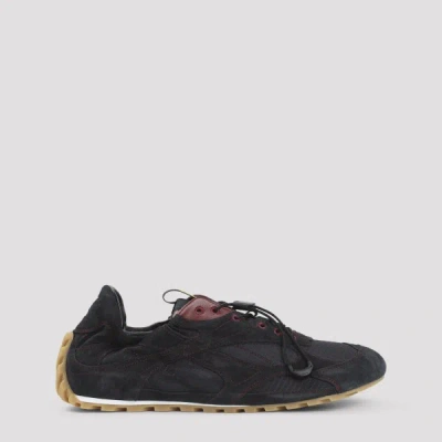 Bottega Veneta Black Fabric And Suede Orbit Flash Sneakers In Black
