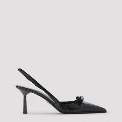 Prada 80 Patent Leather Slingback Pumps In Black