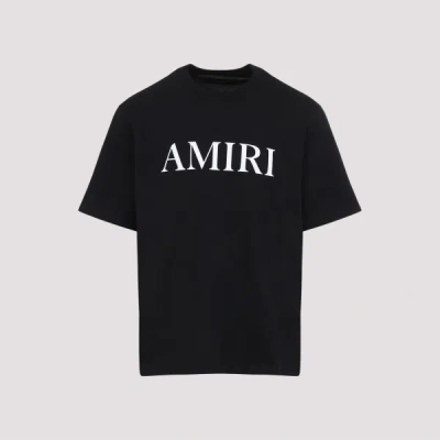 Amiri Men Black Crewneck T-shirt With Logo Lettering Print On The Front In Cotton Man In Black