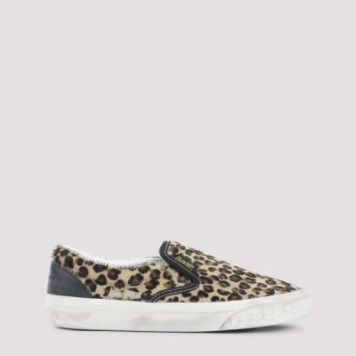 Golden Goose Brown Low Top Sneakers With Embossed Logo On The Heel And All-over Leopard Motif In Leather Woman