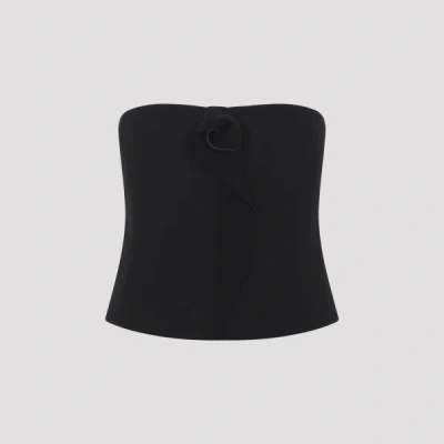 Giorgio Armani Strapless Top Fitted Silhouette Floral Detail In Black