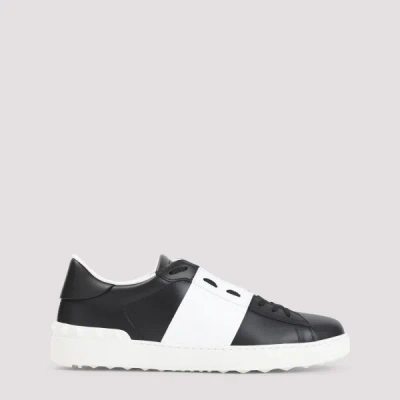 Valentino Garavani Open Sneakers In Leather With Contrast Colored Stripe And Stud Detail In White