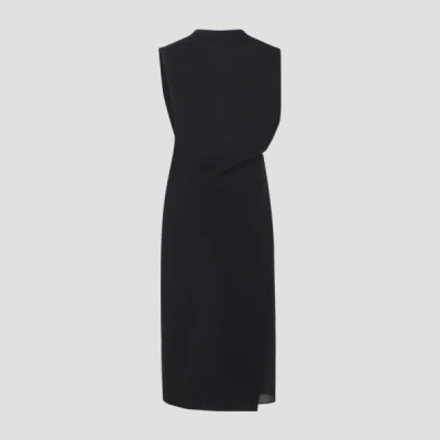 Jacquemus Drap Cotton-blend Poplin Midi Dress In Black