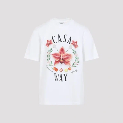 Casablanca Casa Way Orchid Organic Cotton T Shirt In White