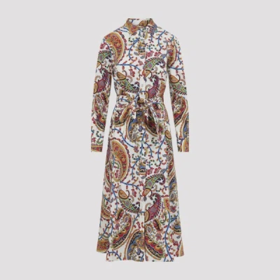 Etro Belted Paisley-print Cotton-voile Midi Shirt Dress In Multi