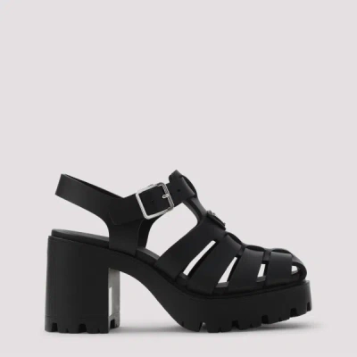 Prada Sandals Buckle Detail Chunky Sole Open Toe In Black