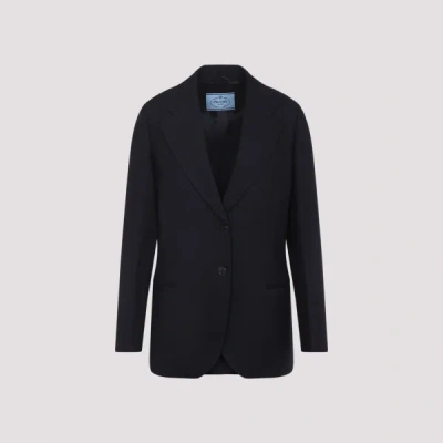 Prada Wool Jacket Notched Collar In Black