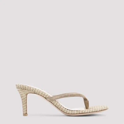 Gianvito Rossi 70mm Calypso Suede And Raffia Heeled Thong Sandals In Neutral