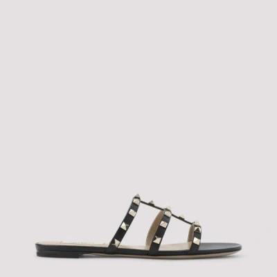 Valentino Rockstud Slide Sandal In Laminated Nappa With Cabochon In Multi