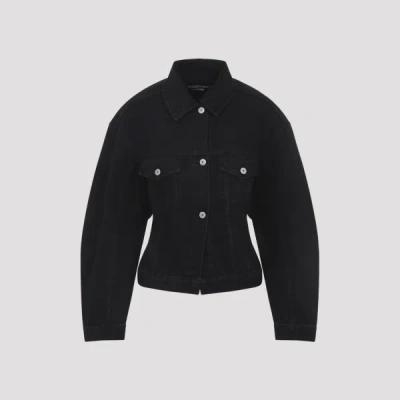 Jacquemus La Veste De Nimes Black Jacket With Rear Belt In Denim Woman In Black