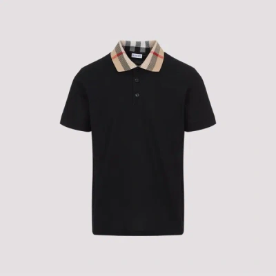 Burberry Piquet Polo Shirt With Check Collar Man In Multi
