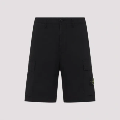 Stone Island Old Effect Cotton Cargo Bermuda Shorts Clothing In Black