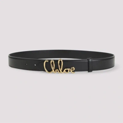 Chloé Iconic Leather Belt Adjustable Length In Black