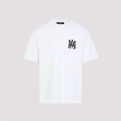 Amiri White Crewneck T-shirt With Logo Print On The Front And Logo Lettering On The Rear In Cotton M In White