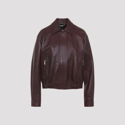Versace Buffalo Leather Jacket Collared Design In Brown