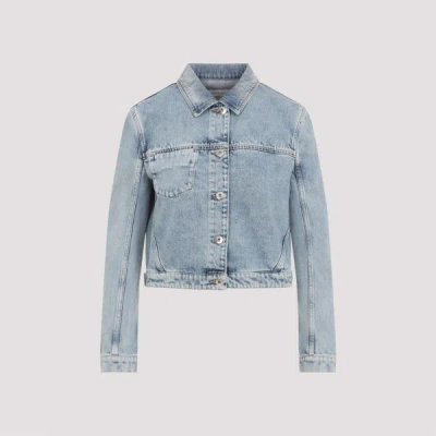 Lanvin Denim Cropped Jacket Patch Pocket In Blue