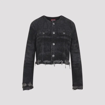 Diesel Laser-engraved Cotton-hemp Denim Jacket In Black