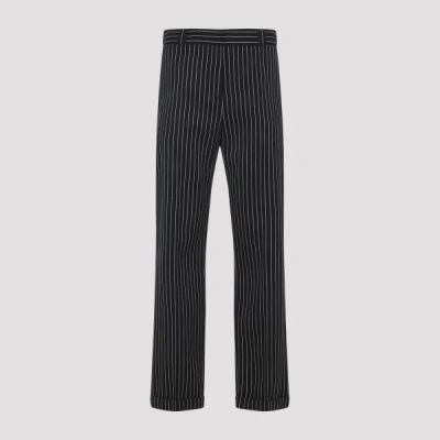 Tom Ford Women Navy Blue Wool Striped Trousers, 28 Luxury Pants For Women Darveys In Black