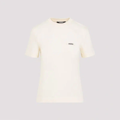 Jacquemus Womens Light Beige 2 Le T-shirt Grosgrain-logo Cotton-jersey T-shirt In White