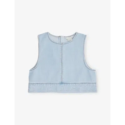Stella Mccartney Denim Crop Top In Blue