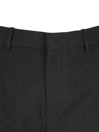 Gucci Tailored Trousers Subtle Pattern Belt Loops In Black