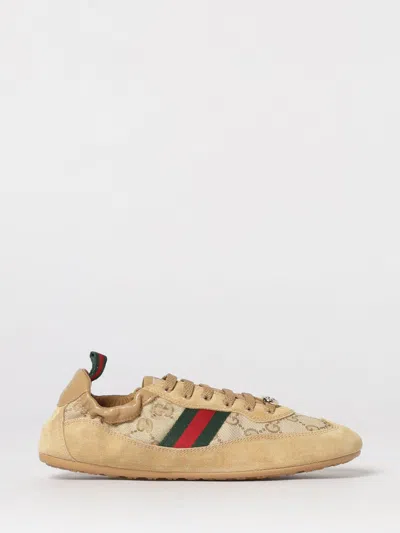 Gucci Shift Low Top Sneakers Rubber Sole Stripe In Brown