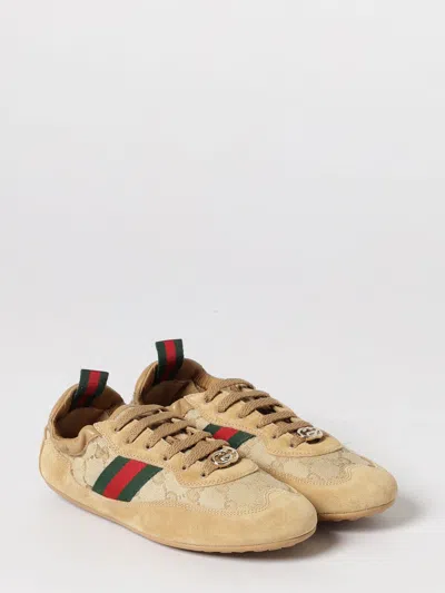 Gucci Shift Low Top Sneakers Rubber Sole Stripe In Brown