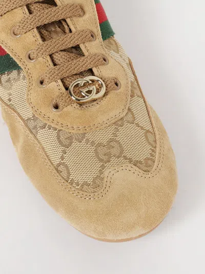 Gucci Shift Low Top Sneakers Rubber Sole Stripe In Brown