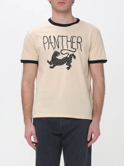 Valentino Garavani Butter-colored T-shirt With Panther Print In Neutral