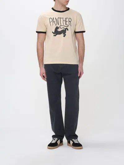 Valentino Garavani Butter-colored T-shirt With Panther Print In Neutral