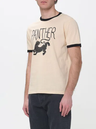 Valentino Garavani Butter-colored T-shirt With Panther Print In Neutral