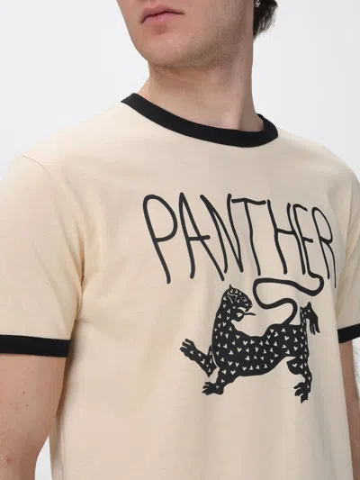 Valentino Garavani Butter-colored T-shirt With Panther Print In Neutral