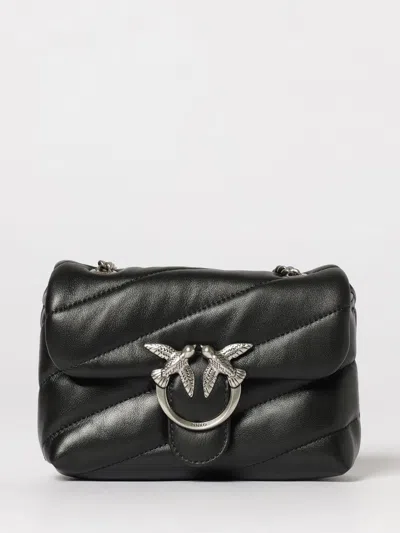 Pinko Big Love Bag Puff Maxi Quilt In Nero-old Silver