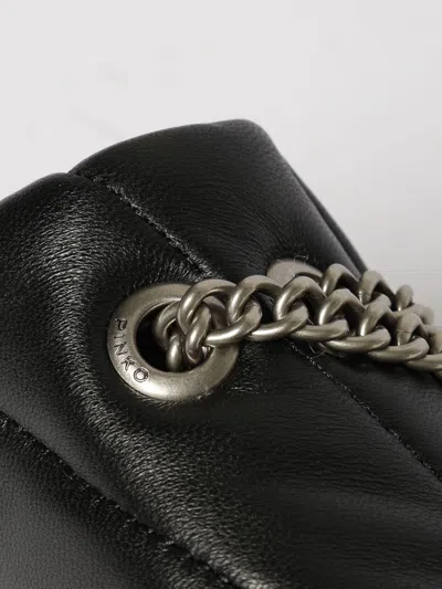 Pinko Big Love Bag Puff Maxi Quilt In Nero-old Silver