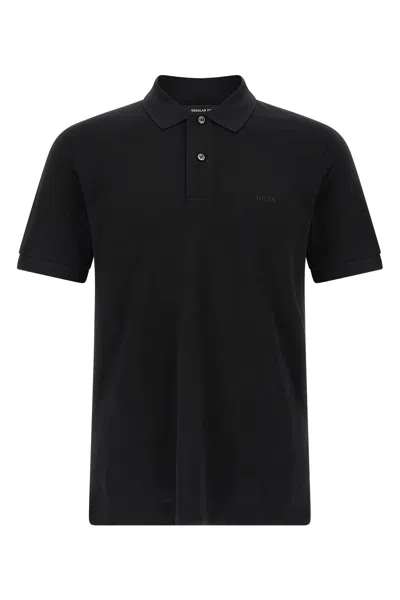 Hugo Boss Black Polo Shirt With Tone-on-tone Logo On The Front In Cotton Man In Black