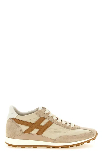 Hogan Low Top Sneakers Contrast Panel Rubber Sole In Neutral