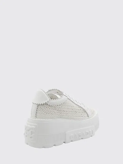 Casadei Nexus Woven Leather Wedge Sneakers In White