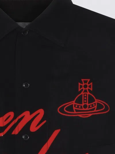 Vivienne Westwood Mens Black Open 24h Bowling Short-sleeves Woven Shirt Xl