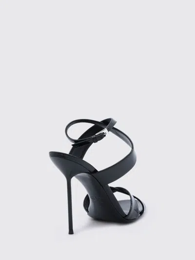 Paris Texas Lidia Black Sandals With High Stiletto Heel And Criss-crossed Ankle Strap In Patent Leather Woman
