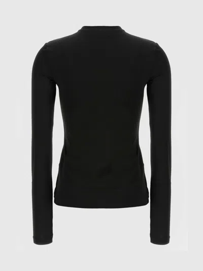 Off-white Fitted Long Sleeve Ribbed Crop T-shirt In Black