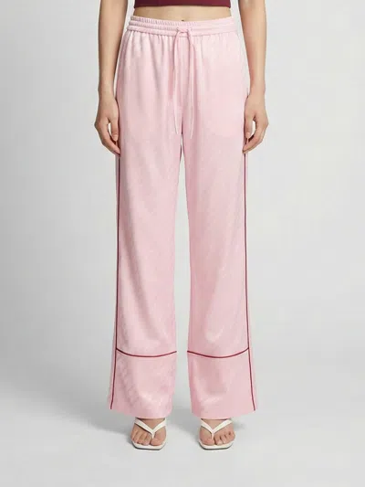 Off-white Women Pink Jacquard Satin Pajama Pants, 32 Luxury Pants For Women Darveys