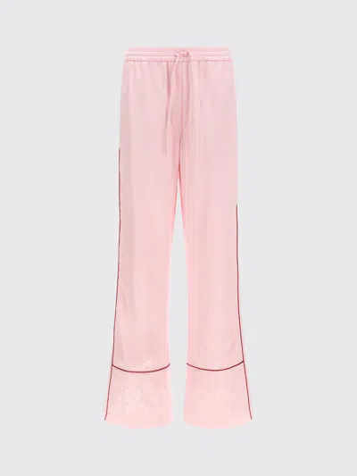 Off-white Women Pink Jacquard Satin Pajama Pants, 32 Luxury Pants For Women Darveys