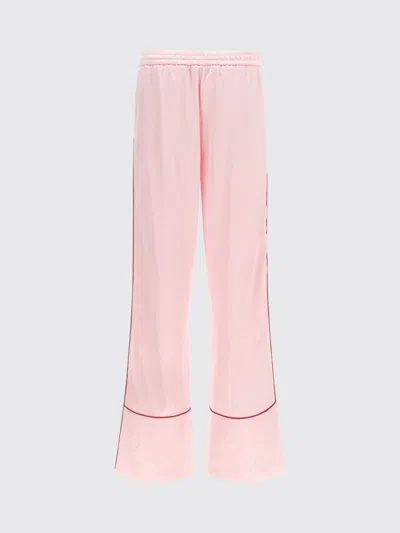 Off-white Women Pink Jacquard Satin Pajama Pants, 32 Luxury Pants For Women Darveys